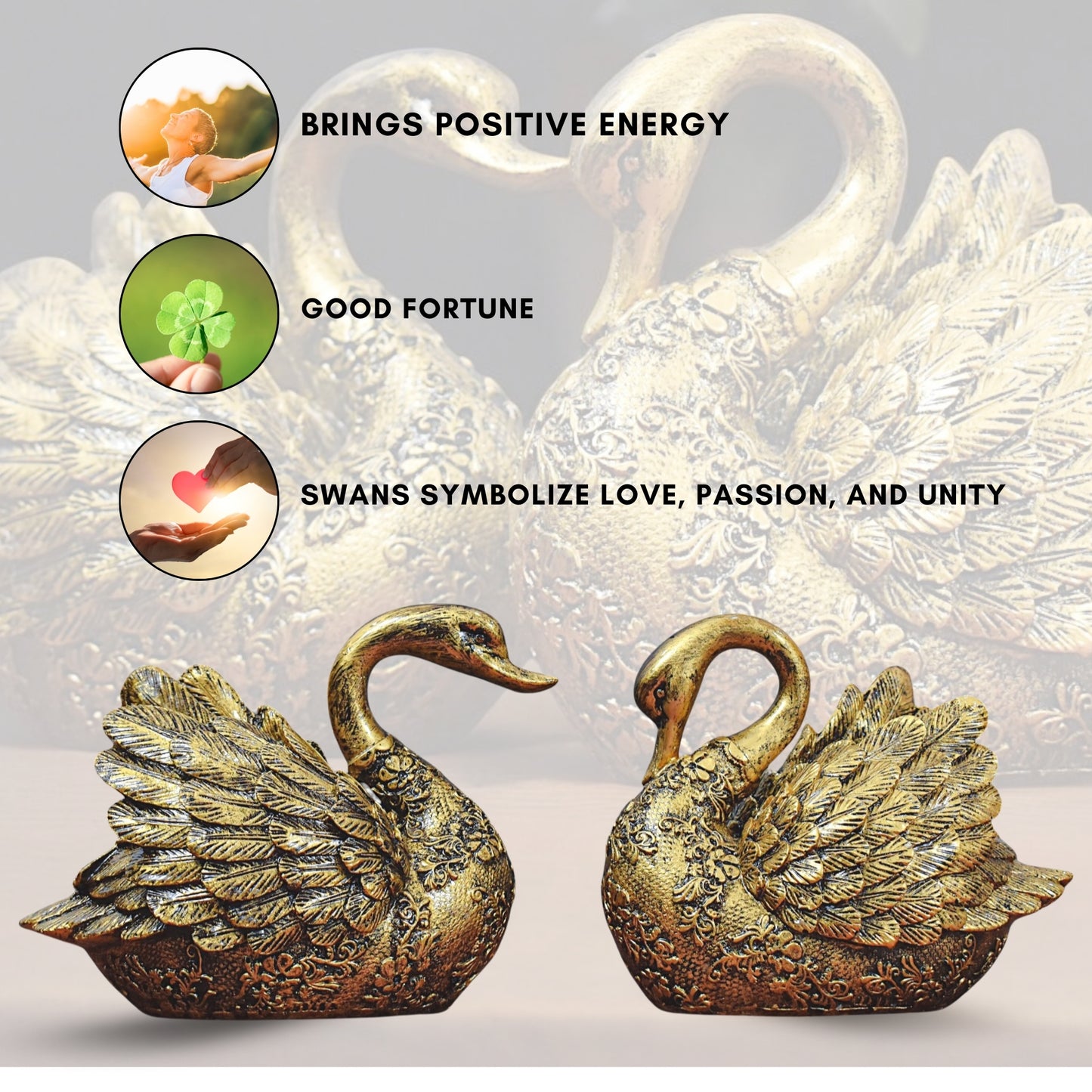 Golden Swan Love Pair – Elegant Home & Office Décor Showpiece