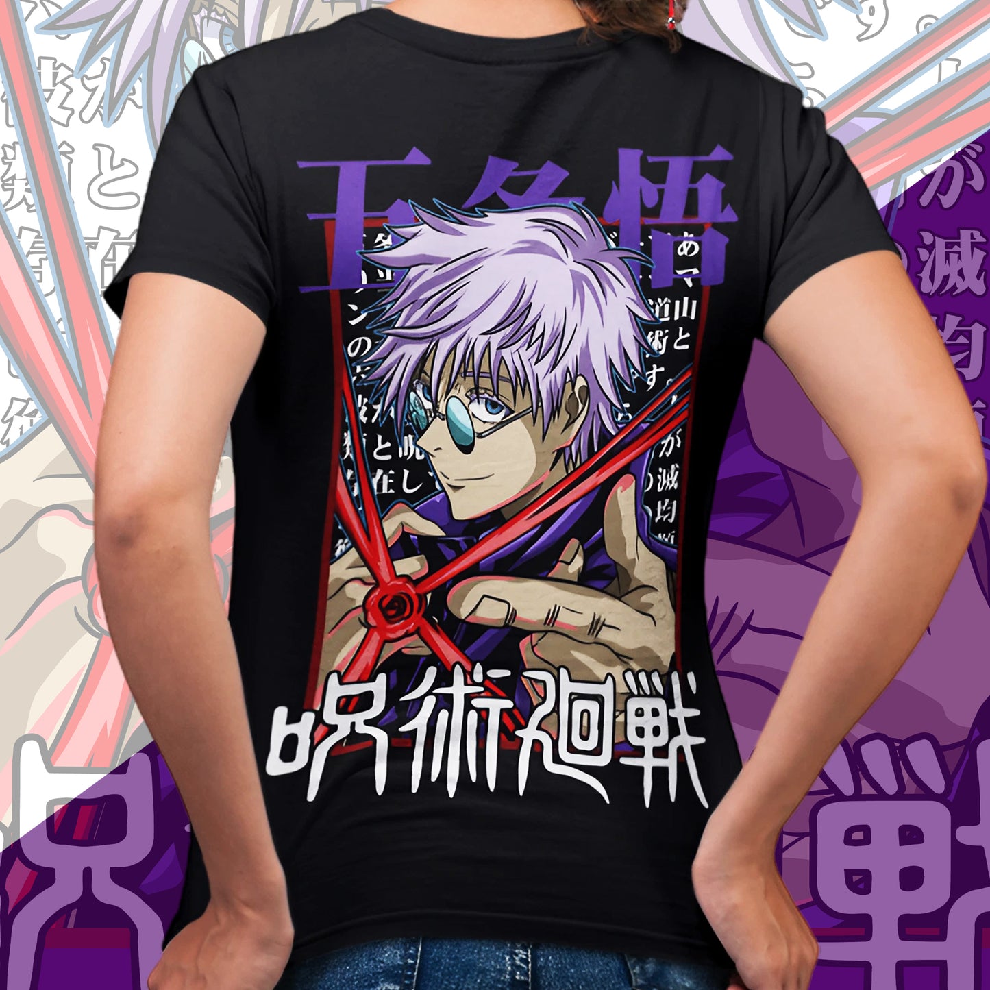 GOJO SATORU ROUND NECK PURE COTTON T-SHIRT - JUJUTSU KAISEN