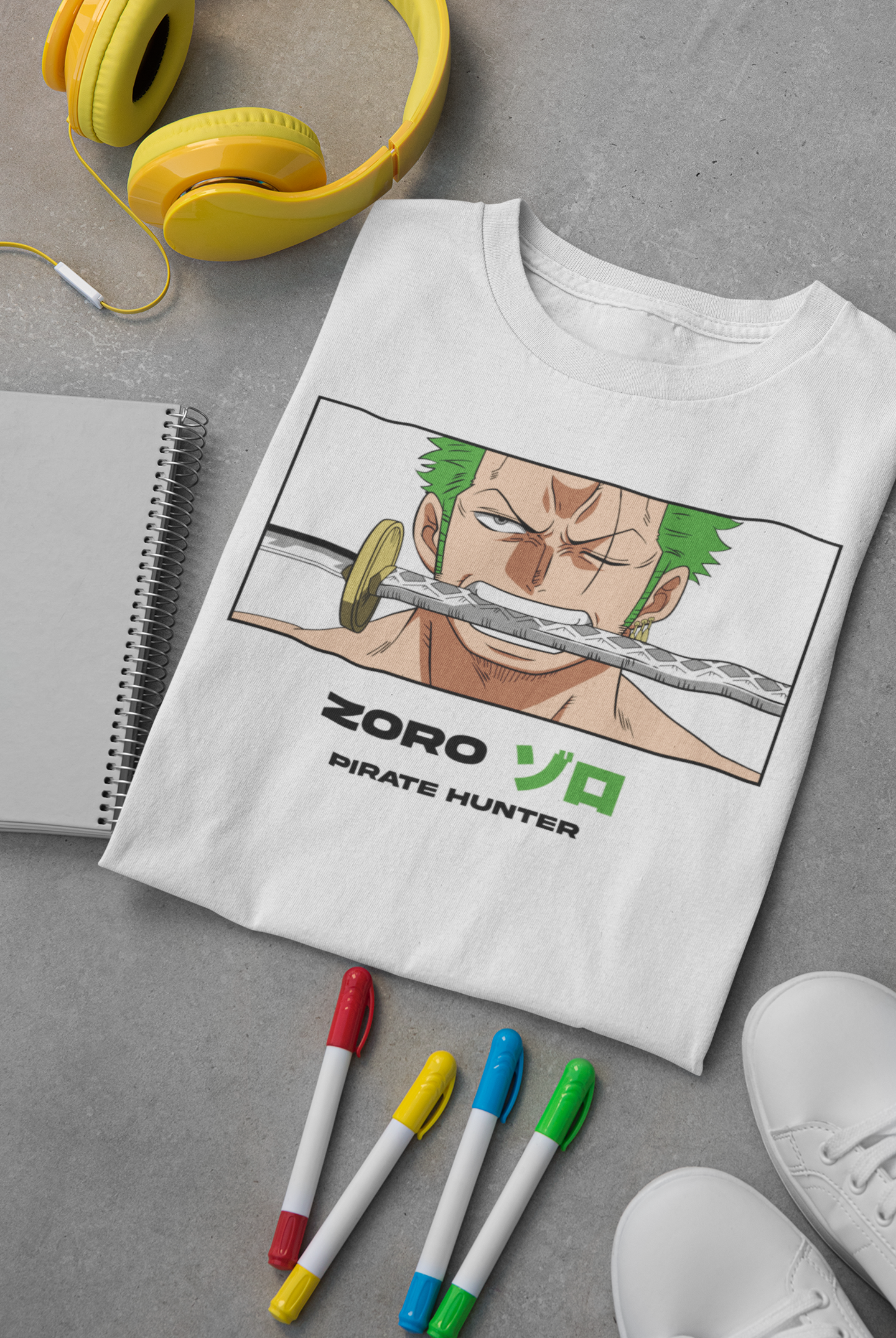 RORONOA ZORO WHITE 100% COTTON ROUND NECK T-SHIRT (OVERSIZE FIT) - ONE PIECE