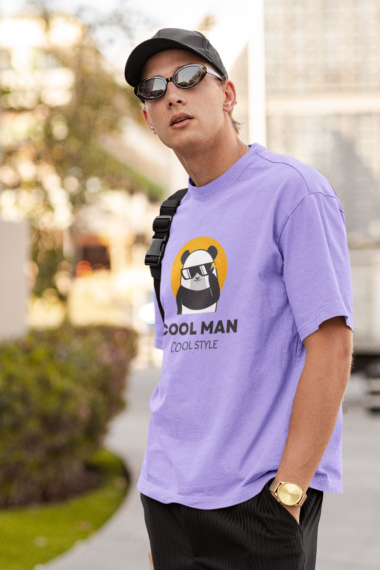 COOL MAN-COOL STYLE LAVENDER COLOR 100% COTTON ROUND NECK T-SHIRT (OVERSIZE FIT) - CASUAL WEAR