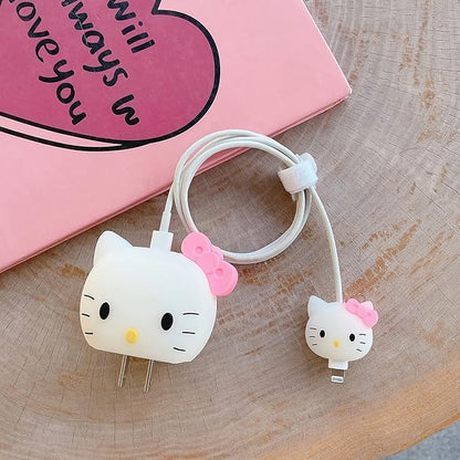 HELLO KITTY CUTE IPHONE CHARGER COVER PROTECTION CASE (SILICONE)