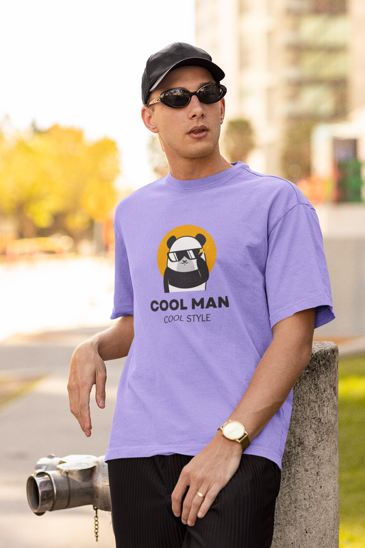 COOL MAN-COOL STYLE LAVENDER COLOR 100% COTTON ROUND NECK T-SHIRT (OVERSIZE FIT) - CASUAL WEAR