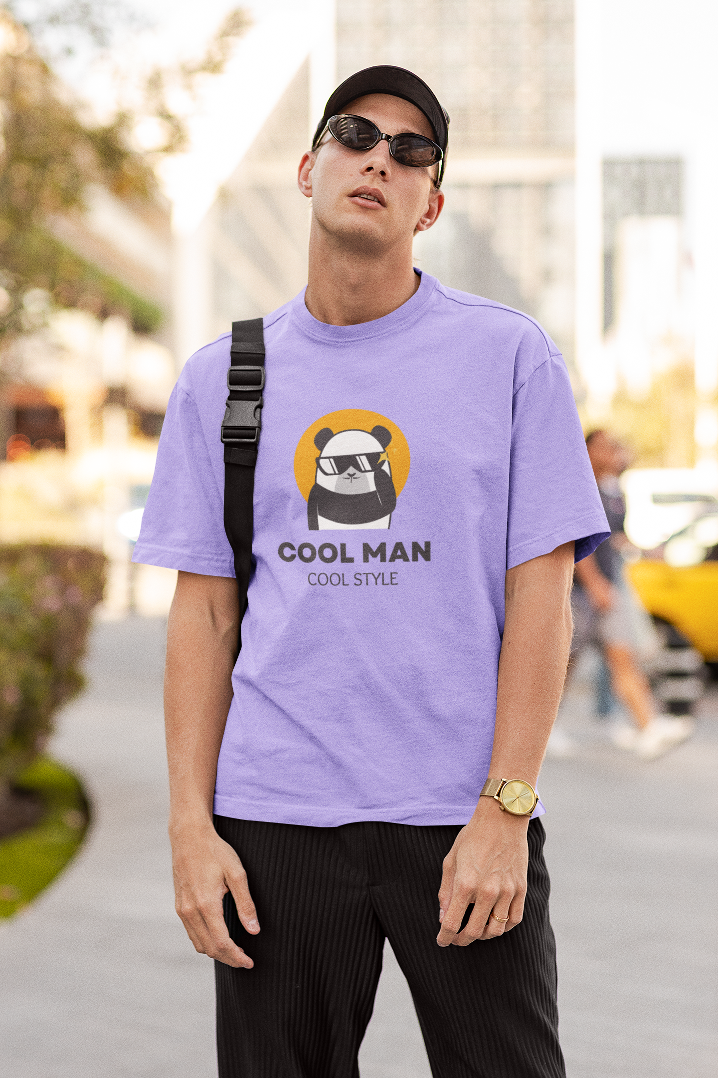 COOL MAN-COOL STYLE LAVENDER COLOR 100% COTTON ROUND NECK T-SHIRT (OVERSIZE FIT) - CASUAL WEAR