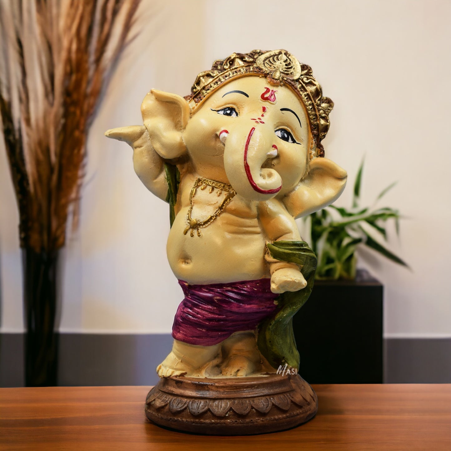 Resin Dancing Ganesha Ji Decoration Statue Murti God Idol Statues for Home, Office & Car Dashboard (15 cm Height) | Ganesh Ji Murti for Home Decoration