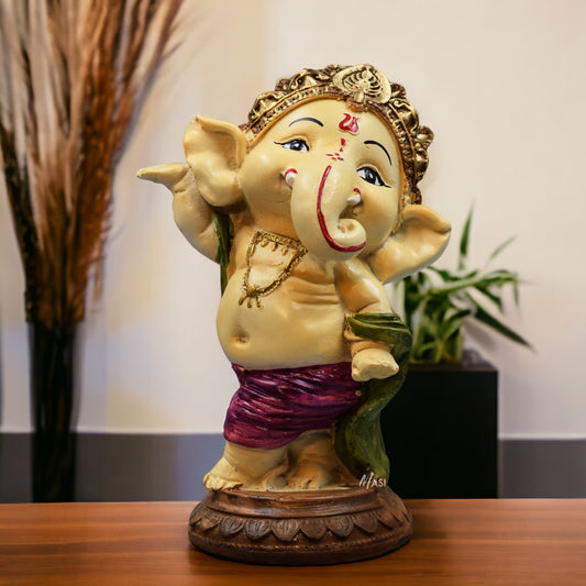 Resin Dancing Ganesha Ji Decoration Statue Murti God Idol Statues for Home, Office & Car Dashboard (15 cm Height) | Ganesh Ji Murti for Home Decoration