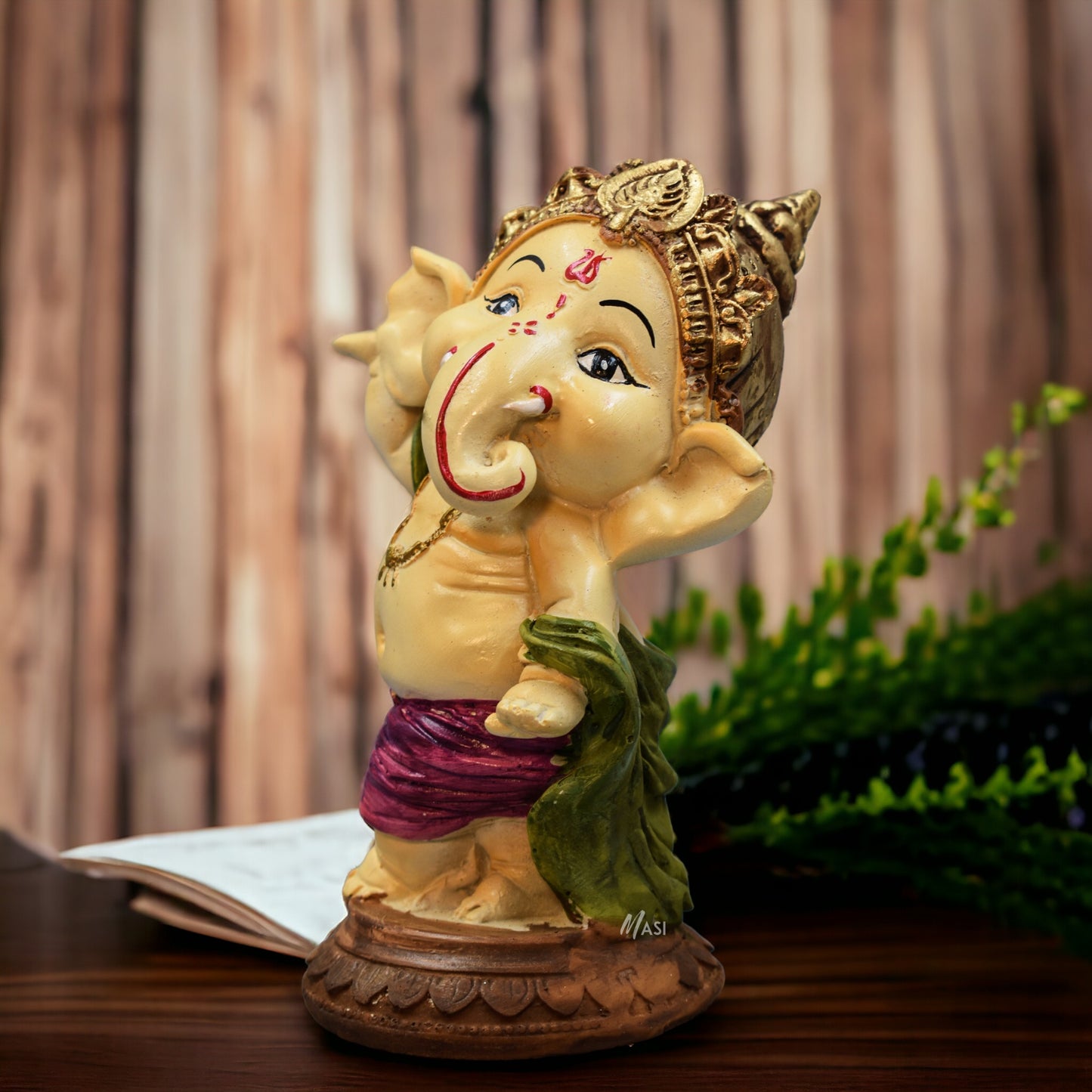 Resin Dancing Ganesha Ji Decoration Statue Murti God Idol Statues for Home, Office & Car Dashboard (15 cm Height) | Ganesh Ji Murti for Home Decoration