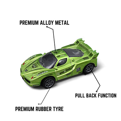 RACING CAR DIE-CAST MODEL TOY 1:36 EXCLUSIVE ALLOY METAL CAR WITH PULL BACK FUNCTION - GREEN