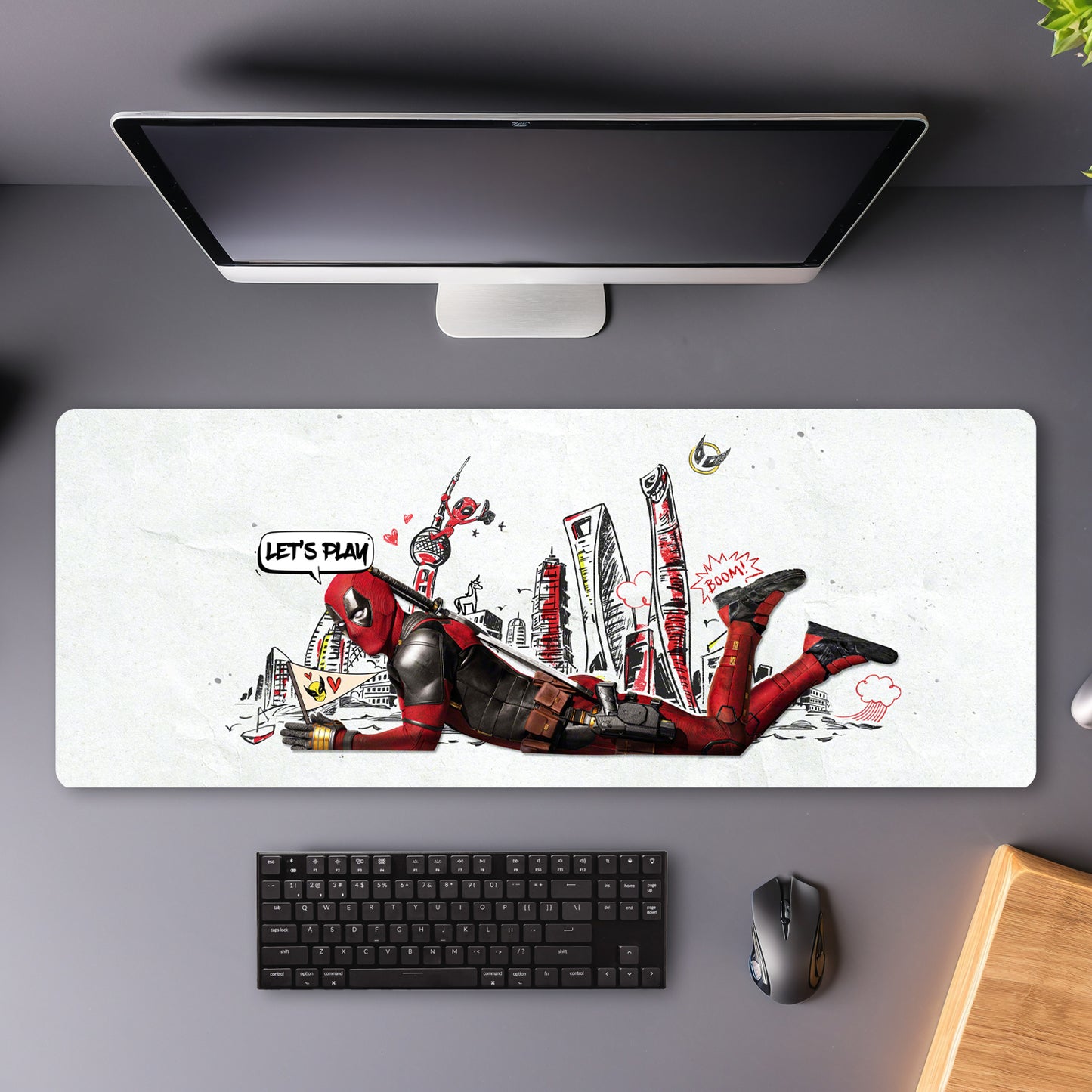 DEADPOOL MOUSE PAD (31 x 12 INCHES) - GAMING MOUSE PAD | RUBBER BASE DESK MAT