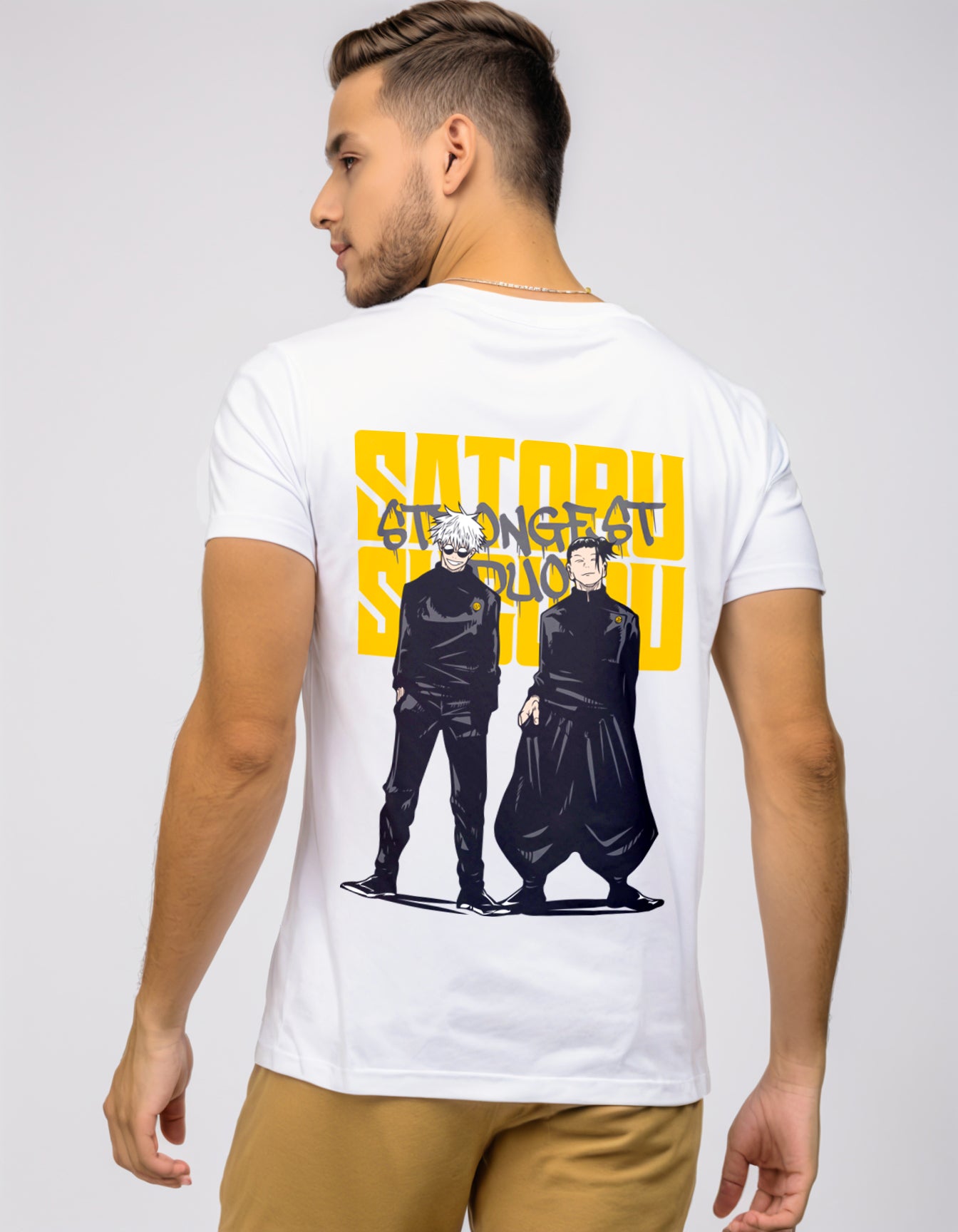 SATORU GOJO AND GETO WHITE ROUND NECK T-SHIRT - JUJUTSU KAISEN