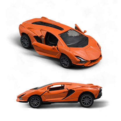 LAMBORGHINI CAR DIE-CAST MODEL TOY 1:36 EXCLUSIVE ALLOY METAL CAR WITH PULL BACK WITH OPENABLE DOORS - ORANGE