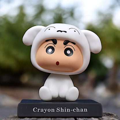 SHIN-CHAN SHIRO DOG DRESS BOBBLEHEAD/MOBILE HOLDER STAND