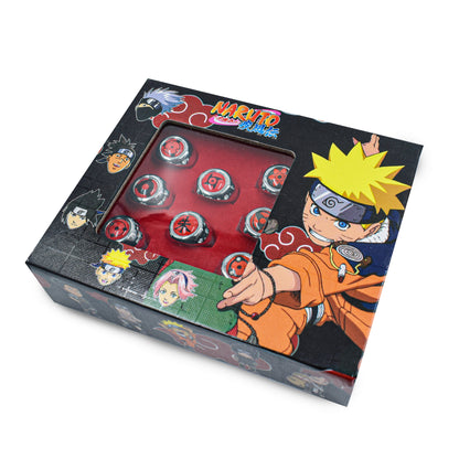 UCHIHA CLAM SHARINGAN EYE RINGS PACK OF 10 WITH FREE CHAIN (UNISEX) - NARUTO