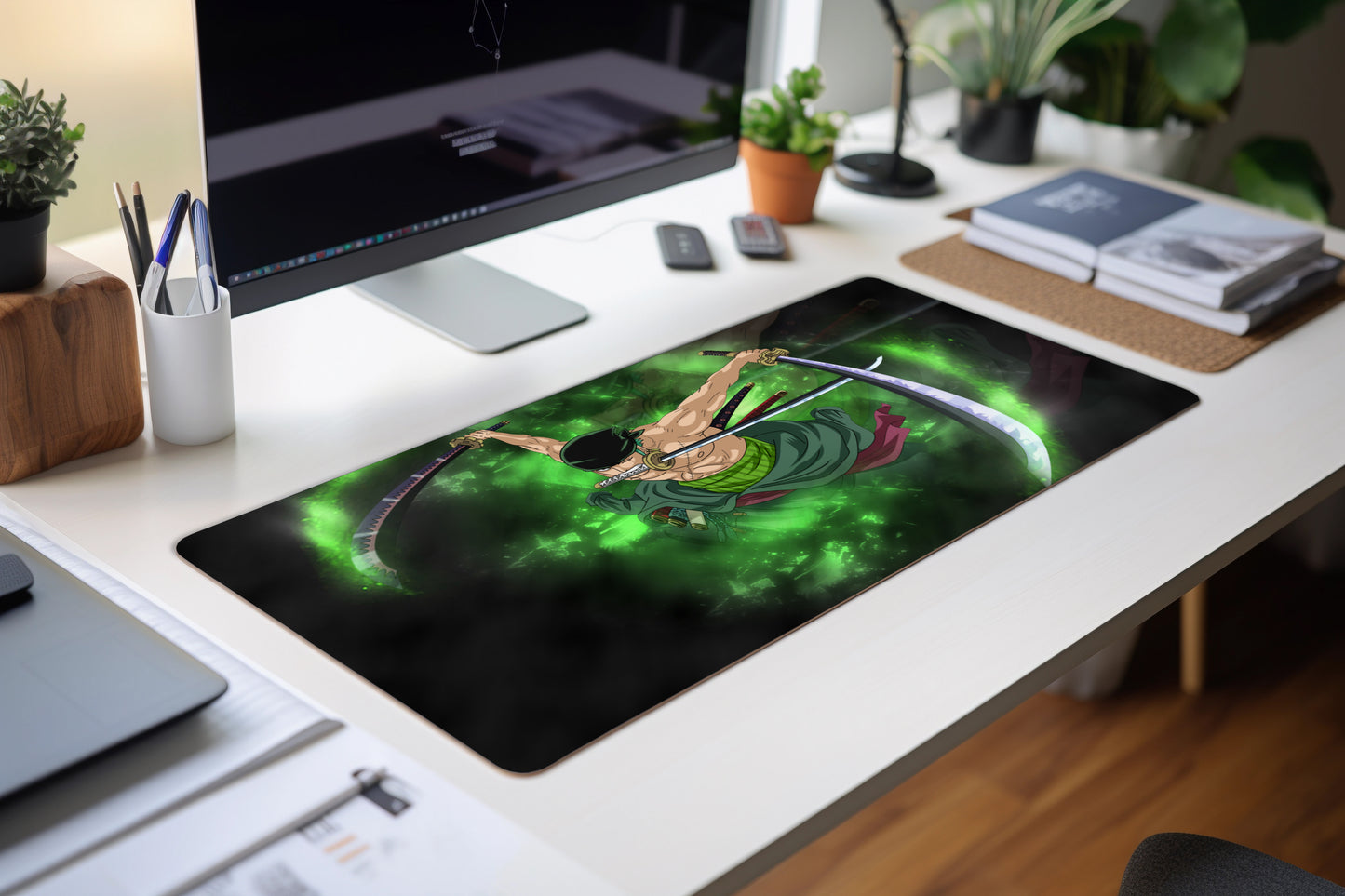 RORONOA ZORO MOUSE PAD (23 X 11 INCHES) RUBBER BASE - GAMING MOUSE PAD