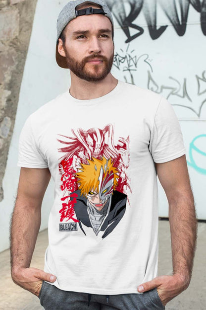 ICHIGO KUROSAKI 100% COTTON REGULAR FIT WHITE T-SHIRT - BLEACH