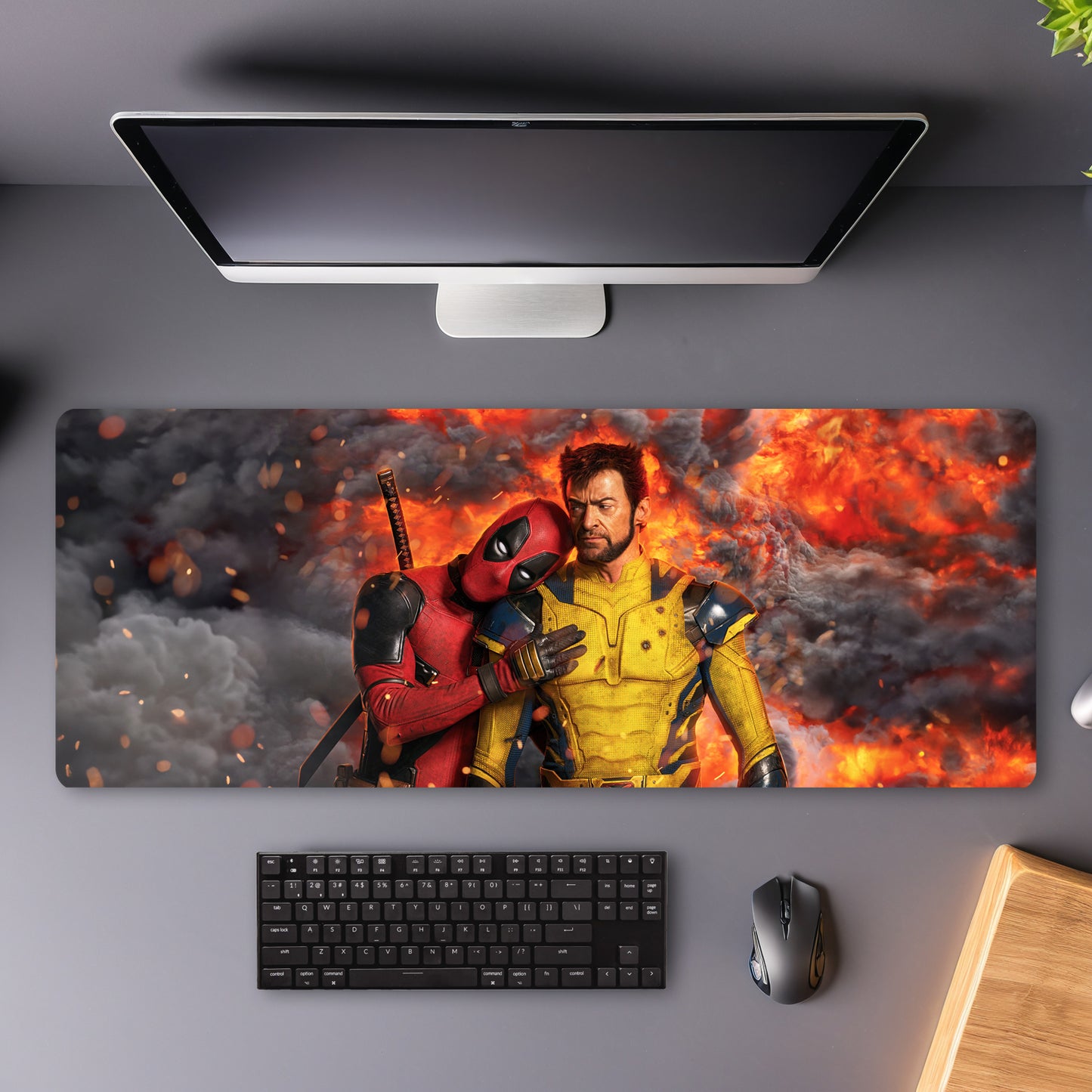 DEADPOOL & WOLVERINE MOUSE PAD (31 x 12 INCHES) - GAMING MOUSE PAD | RUBBER BASE DESK MAT