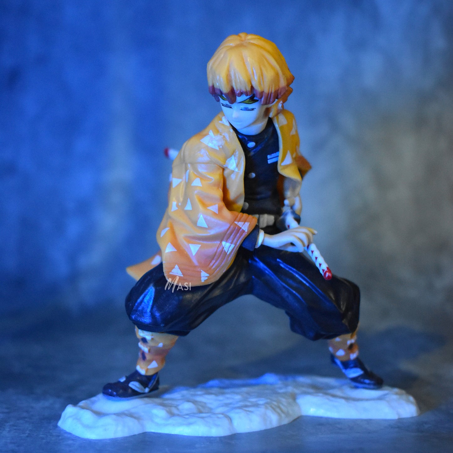 ZENITSU AGATSUMA ATTACKING POST ACTION FIGURE WITH STAND (16 CM HEIGHT) - DEMON SLAYER