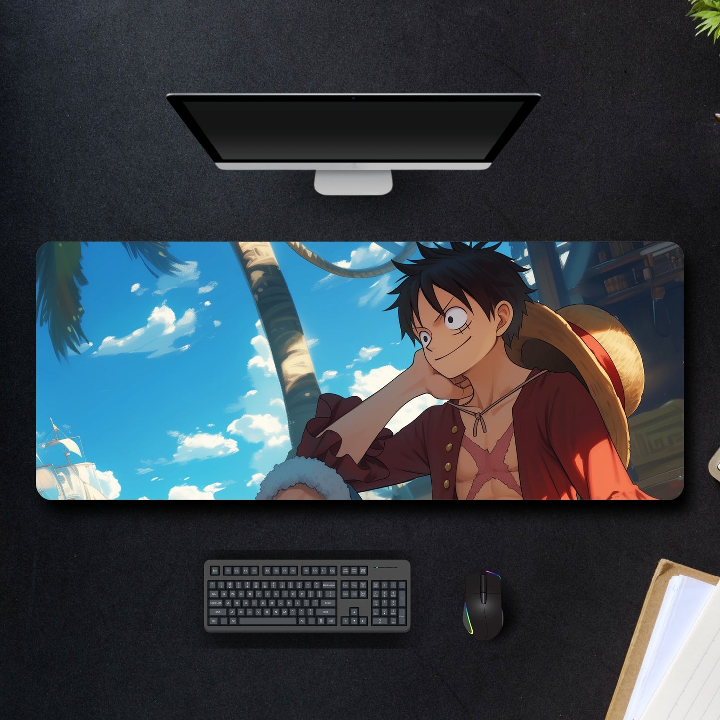 ONE PIECE MONKEY D. LUFFY MOUSE PAD (31 x 12 INCHES) - GAMING MOUSE PAD | RUBBER BASE DESK MAT