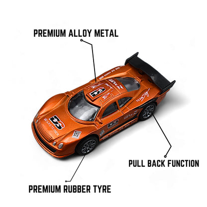 RACING CAR DIE-CAST MODEL TOY 1:36 EXCLUSIVE ALLOY METAL CAR WITH PULL BACK FUNCTION - ORANGE