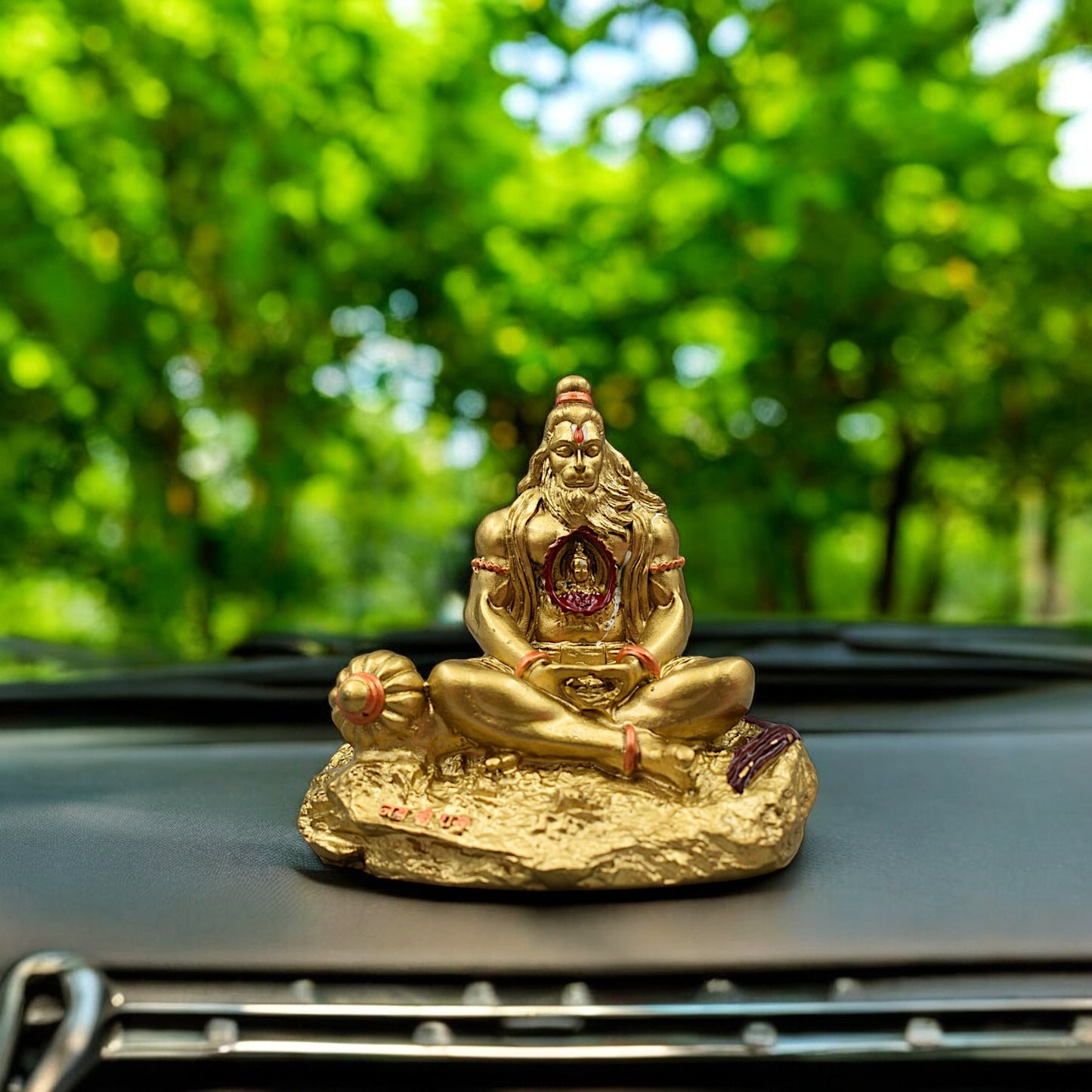 HANUMAN JI PREMIUM DETAILED MURTI/STATUE WITH SRI RAM IN HEART FOR GIFT/CAR DASHBOARD/HOME/OFFICE DECORATION (GOLDEN)