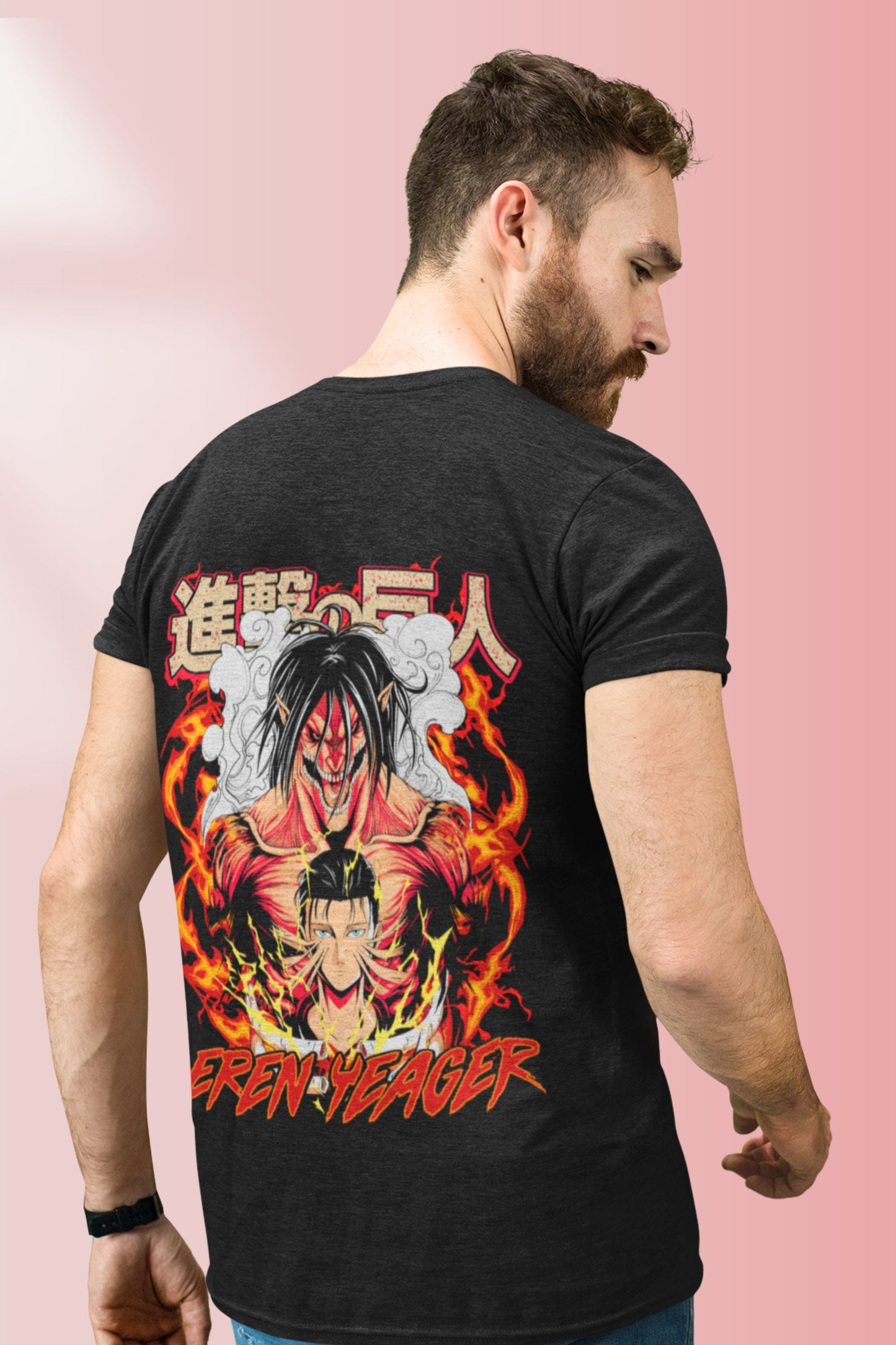 EREN YEAGER 100% COTTON REGULAR FIT BLACK T-SHIRT - ATTACK ON TITAN