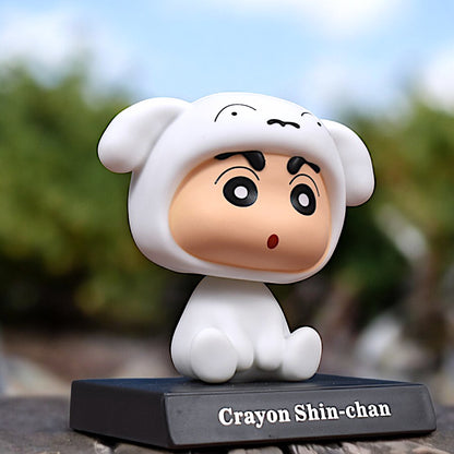 SHIN-CHAN SHIRO DOG DRESS BOBBLEHEAD/MOBILE HOLDER STAND