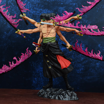 THREE HEADS SIX ARMS RORONOA ZORO SANTORYU KYUTORYU ACTION FIGURE -  ONE PIECE