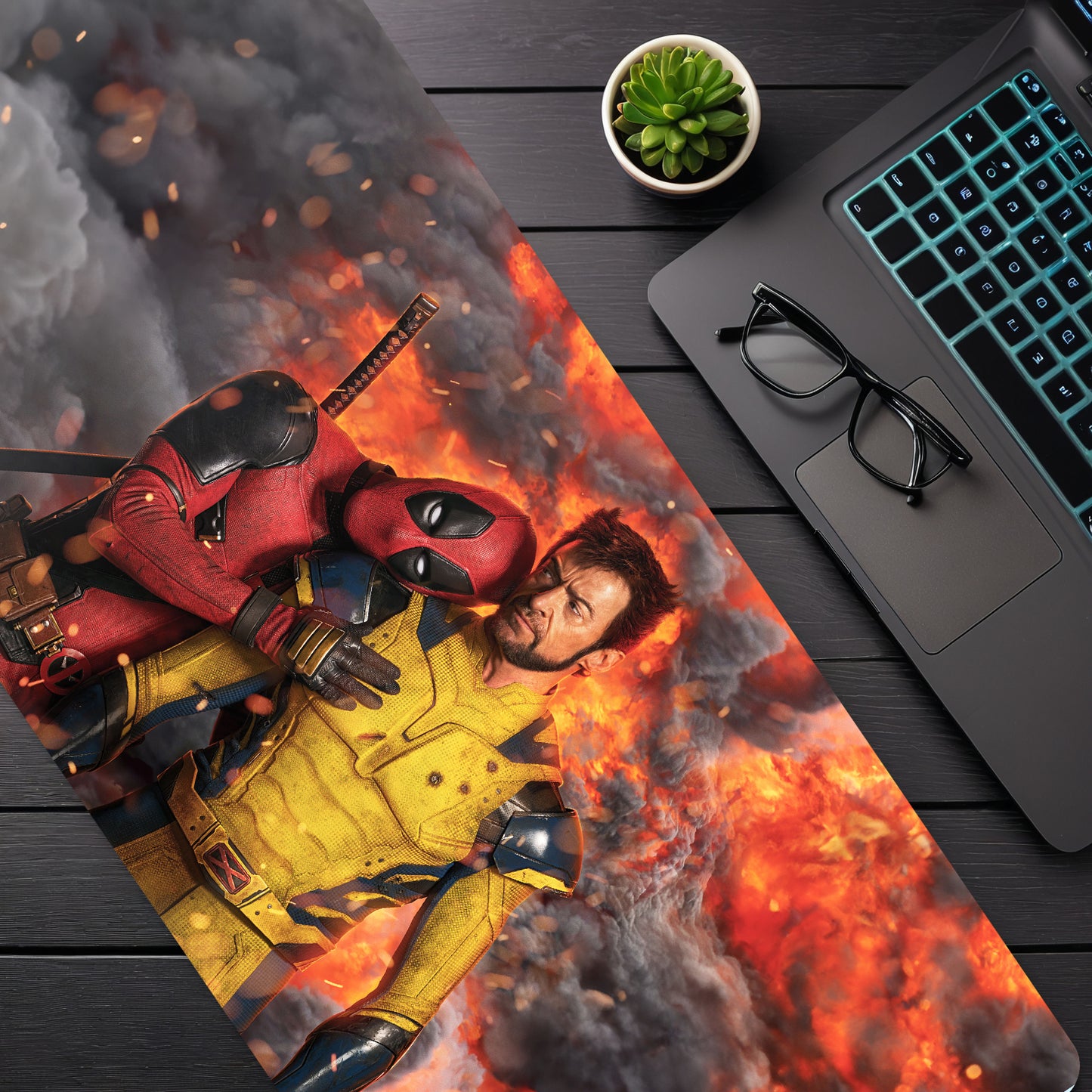 DEADPOOL & WOLVERINE MOUSE PAD (31 x 12 INCHES) - GAMING MOUSE PAD | RUBBER BASE DESK MAT