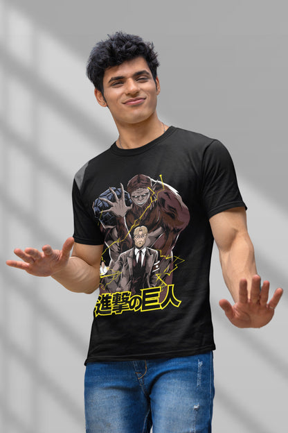 ZEKE - BEAST TITAN ROUND NECK BLACK REGULAR FIT T-SHIRT - ATTACK ON TITAN