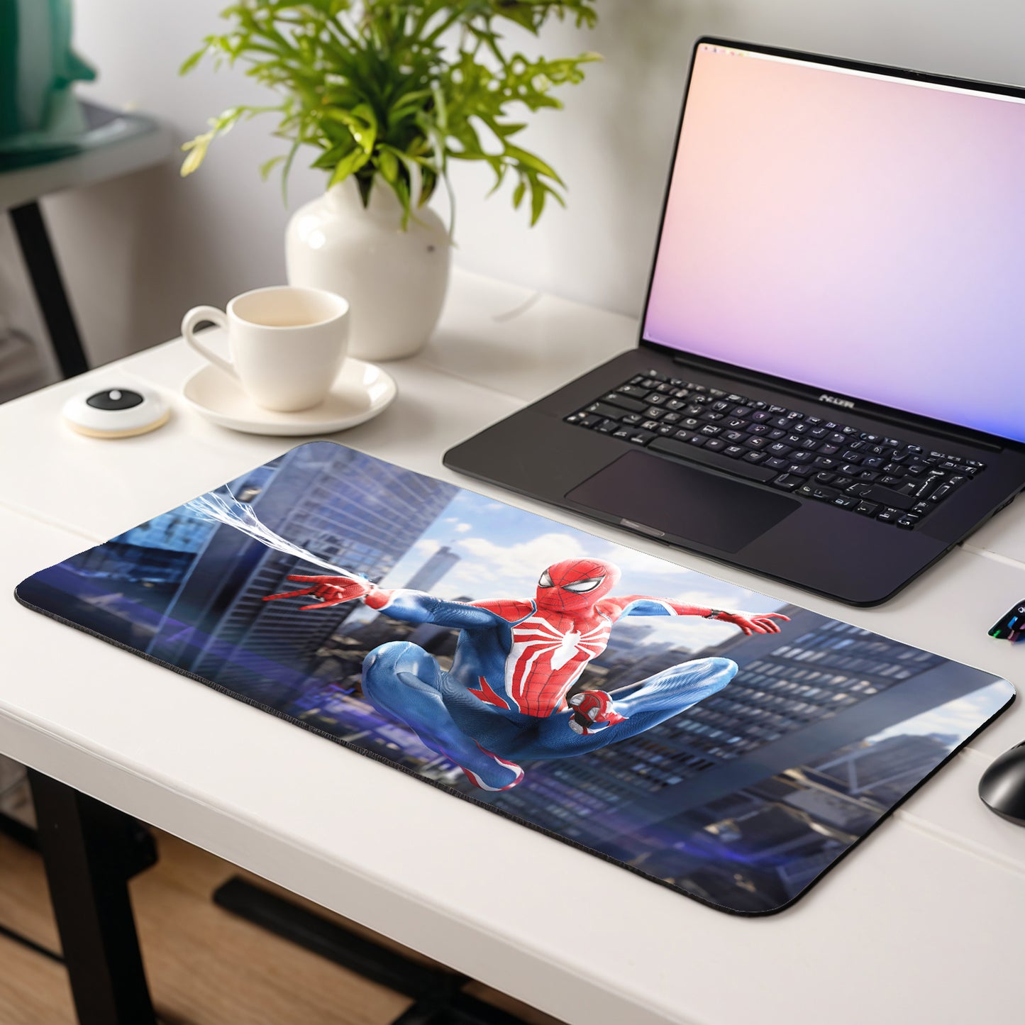 SPIDERMAN MOUSE PAD (23 x 11 INCHES) - GAMING MOUSE PAD | RUBBER BASE DESK MAT