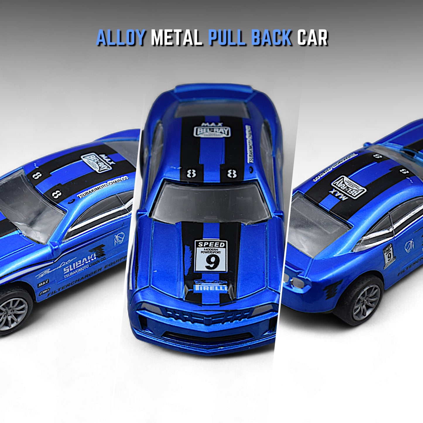 RACING CAR DIE-CAST MODEL TOY 1:36 EXCLUSIVE ALLOY METAL CAR WITH PULL BACK FUNCTION - BLUE