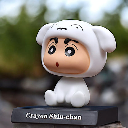 SHIN-CHAN SHIRO DOG DRESS BOBBLEHEAD/MOBILE HOLDER STAND