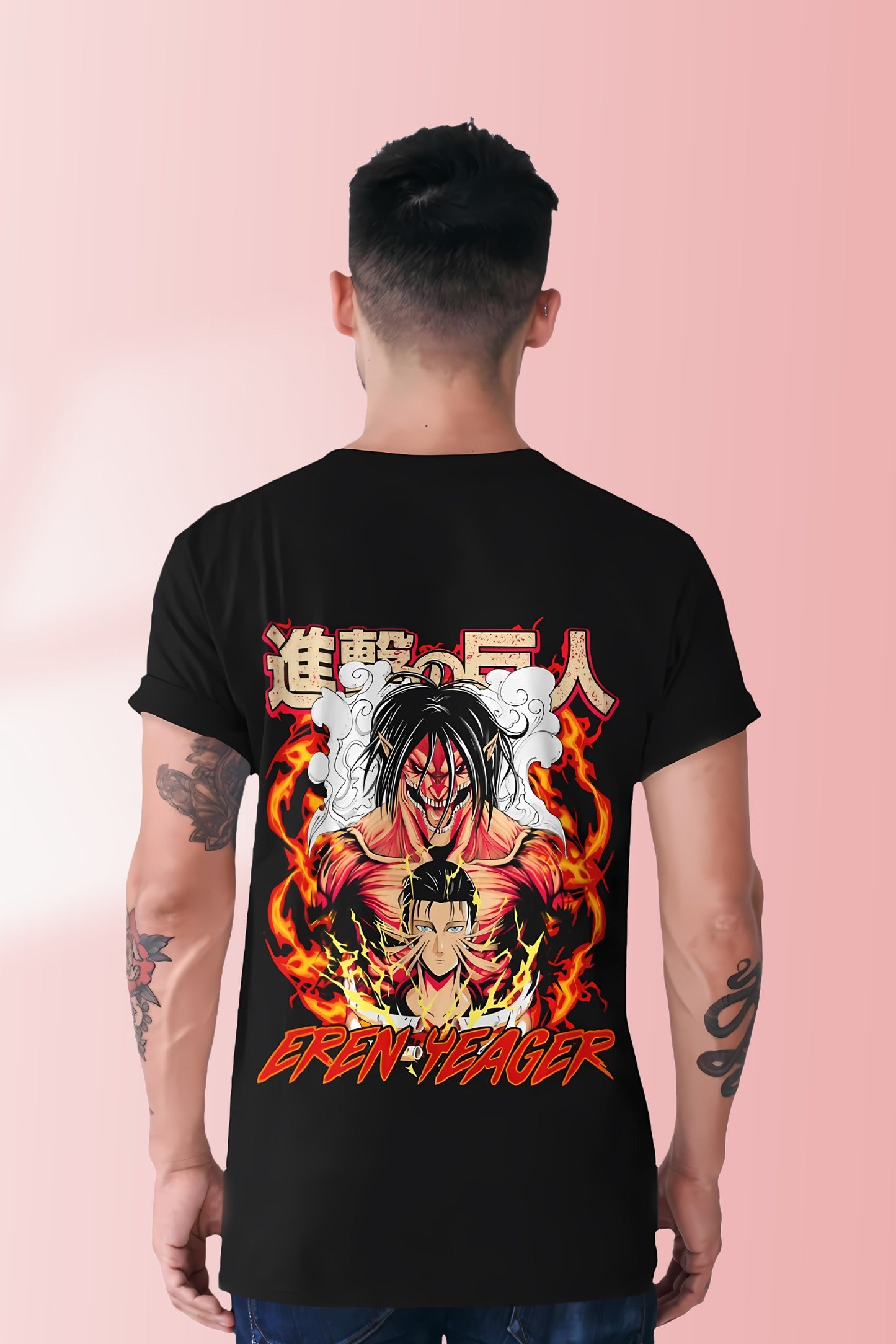 EREN YEAGER 100% COTTON REGULAR FIT BLACK T-SHIRT - ATTACK ON TITAN