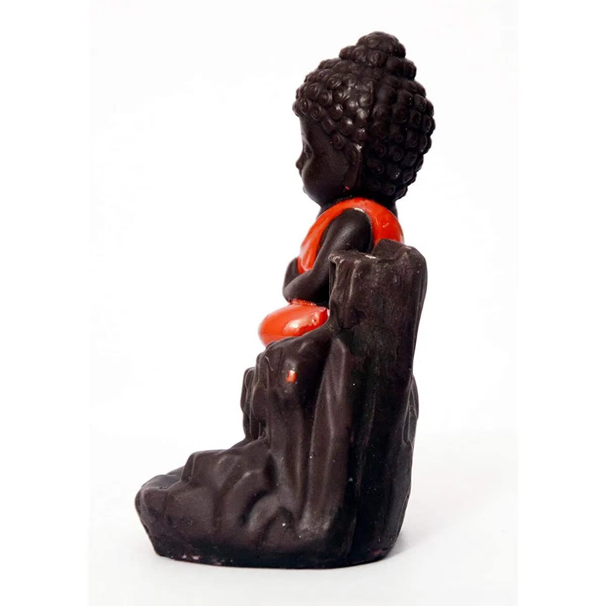 MONK BUDDHA SMOKE BACKFLOW STATUE SMOKE FOUNTAIN MEDITATING WITH FREE 10 BACKFLOW INCENSE CONES