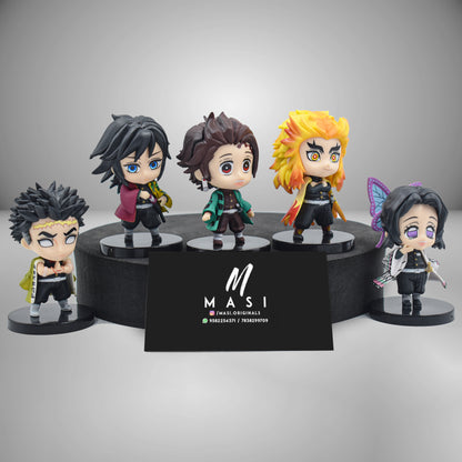 DEMONS SLAYER TANJIRO HASHIRA SET OF 5 MINI FIGURES WITH STAND - 8 CM HEIGHT (HASHIRA MINI FIGURINES)