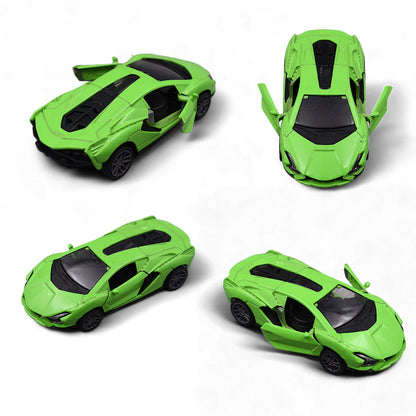 LAMBORGHINI CAR DIE-CAST MODEL TOY 1:36 EXCLUSIVE ALLOY METAL CAR WITH PULL BACK WITH OPENABLE DOORS - Green