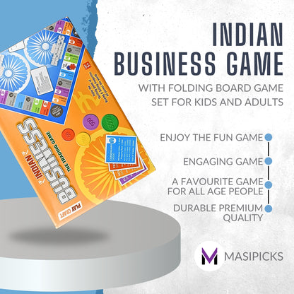 Indian Business Game - Indoor/Outdoor Folding Board Game for Kids & Adults for Portable Play, Ideal Gift, Educational & Entertaining Family Fun (Pack of 1) Business Game with Chips