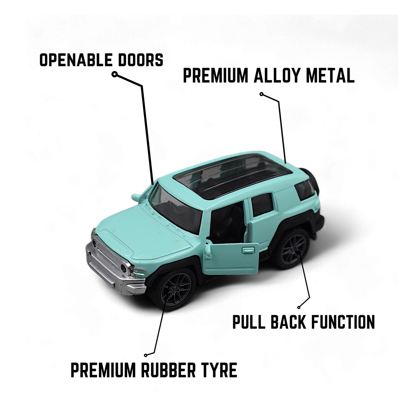 Hummer Car Die-cast Model Toy 1:36 Exclusive Alloy Metal Car with Pull Back with Openable Doors  - Green