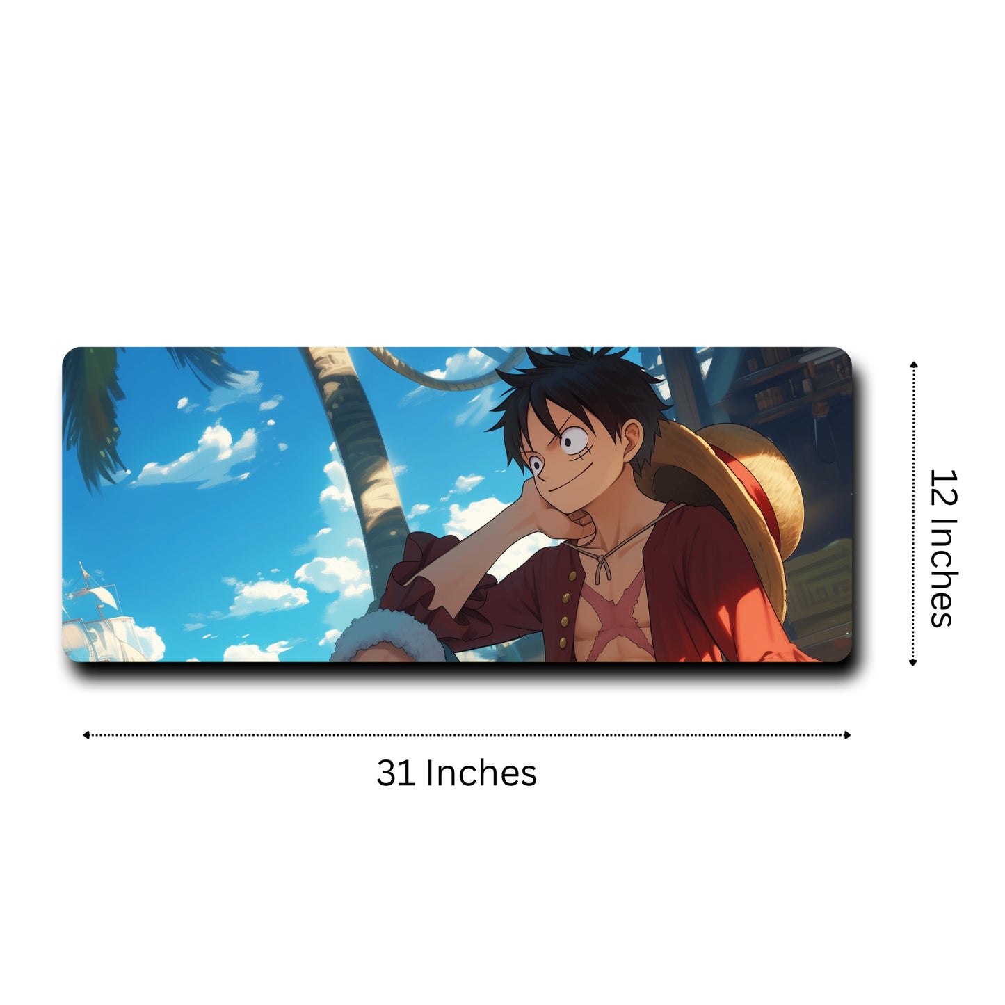 ONE PIECE MONKEY D. LUFFY MOUSE PAD (31 x 12 INCHES) - GAMING MOUSE PAD | RUBBER BASE DESK MAT