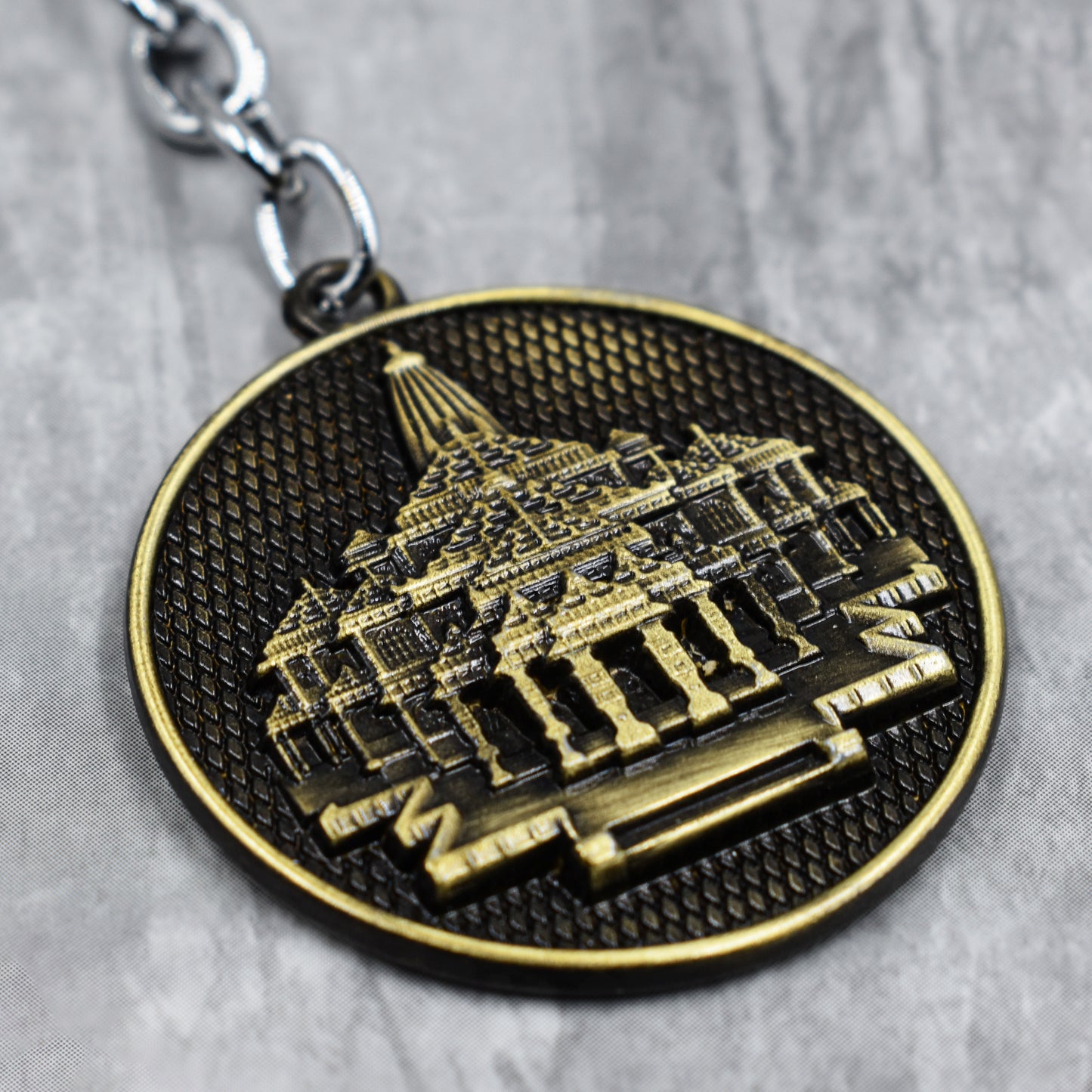 AYODHYA JAI SHREE RAM - RAM MANDIR KEYCHAIN METAL | RAM MANDIR KEYRING (GOLDEN)