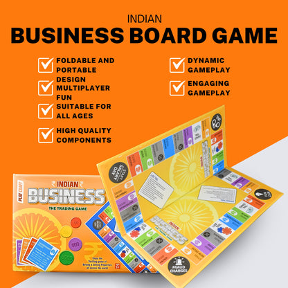 Indian Business Game - Indoor/Outdoor Folding Board Game for Kids & Adults for Portable Play, Ideal Gift, Educational & Entertaining Family Fun (Pack of 1) Business Game with Chips