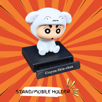 SHIN-CHAN SHIRO DOG DRESS BOBBLEHEAD/MOBILE HOLDER STAND