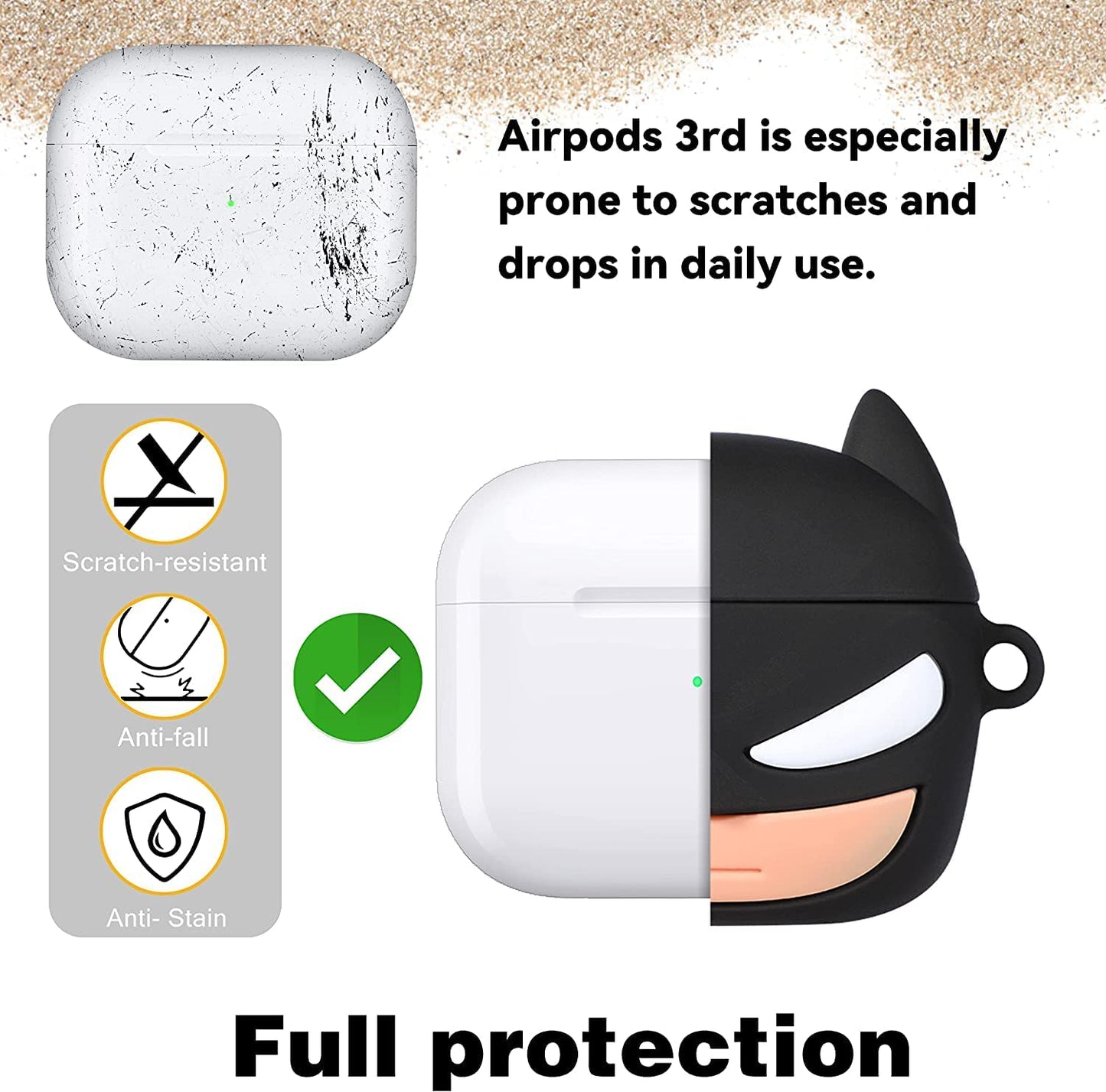 BATMAN CUTE IPHONE AIRPODS COVER PROTECTION CASE (SILICONE)