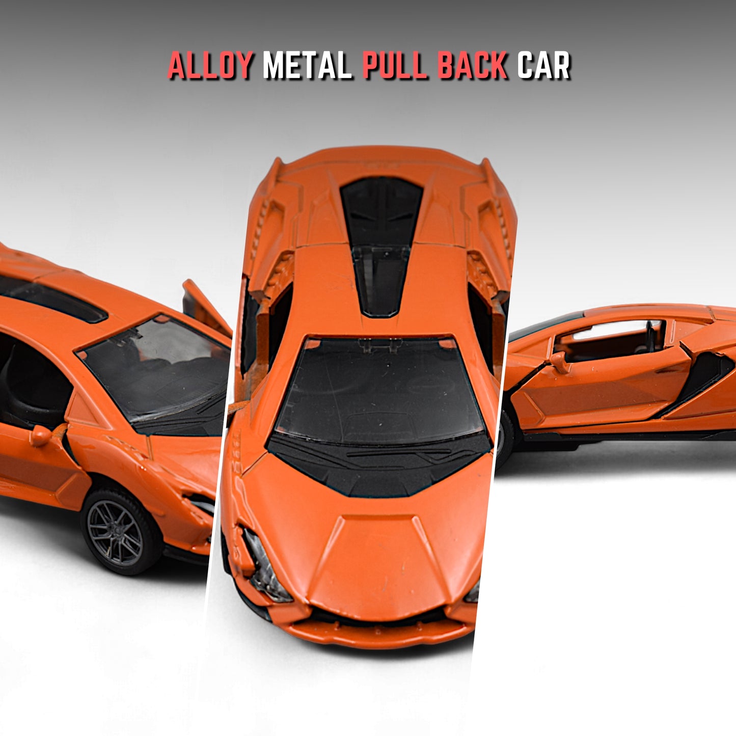 LAMBORGHINI CAR DIE-CAST MODEL TOY 1:36 EXCLUSIVE ALLOY METAL CAR WITH PULL BACK WITH OPENABLE DOORS - ORANGE