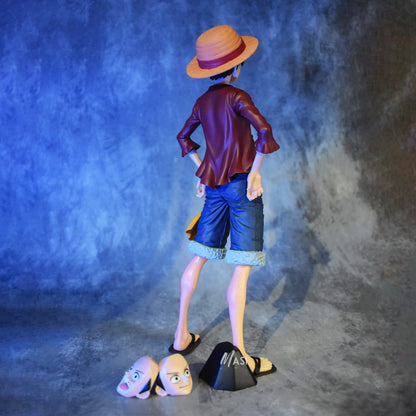 MONKEY D. LUFFY ACTION FIGURE WITH 3 REPLACEABLE HEADS (25 CM HEIGHT) - ONE PIECE