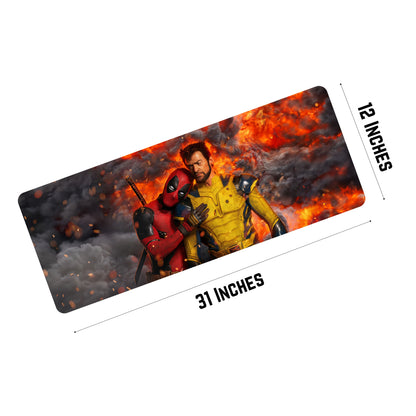 DEADPOOL & WOLVERINE MOUSE PAD (31 x 12 INCHES) - GAMING MOUSE PAD | RUBBER BASE DESK MAT