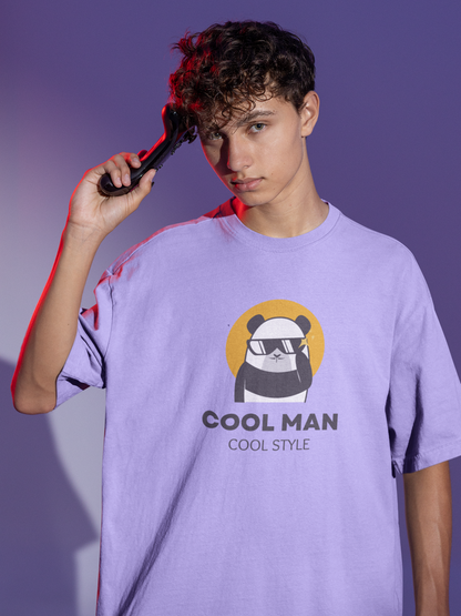 COOL MAN-COOL STYLE LAVENDER COLOR 100% COTTON ROUND NECK T-SHIRT (OVERSIZE FIT) - CASUAL WEAR