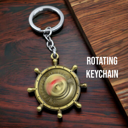 LUFFY PIRATE SKULL METAL ROTATING KEYCHAIN - ONE PIECE