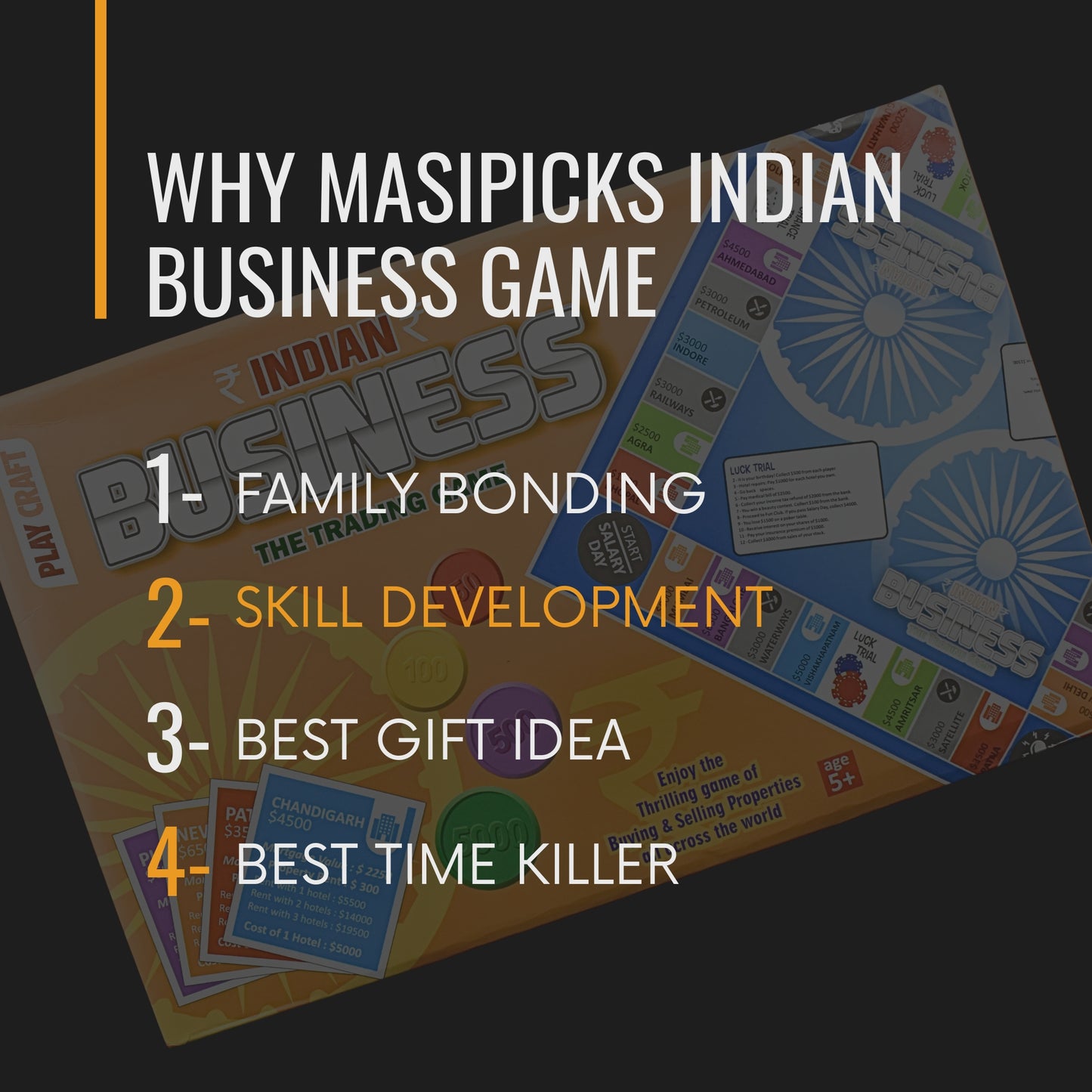 Indian Business Game - Indoor/Outdoor Folding Board Game for Kids & Adults for Portable Play, Ideal Gift, Educational & Entertaining Family Fun (Pack of 1) Business Game with Chips