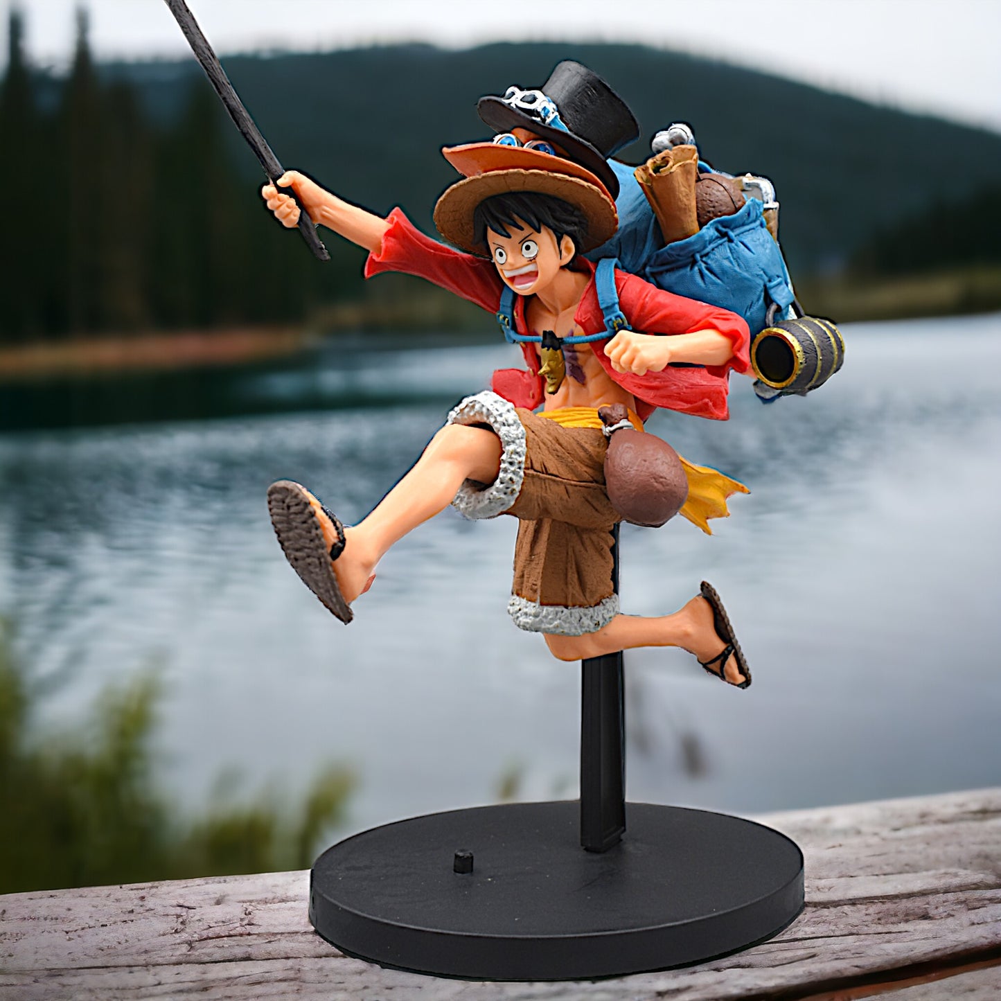 LUFFY BACKPACK ADVENTURE ACTION FIGURE WITH STAND (22 CM HEIGHT) - ONE PIECE