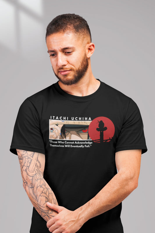 ITACHI UCHIHA REGULAR FIT BLACK T-SHIRT (100% COTTON) - NARUTO